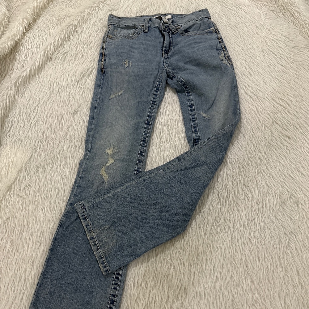 BKE women’s distressed denim bootcut  aiden stretchy jeans size